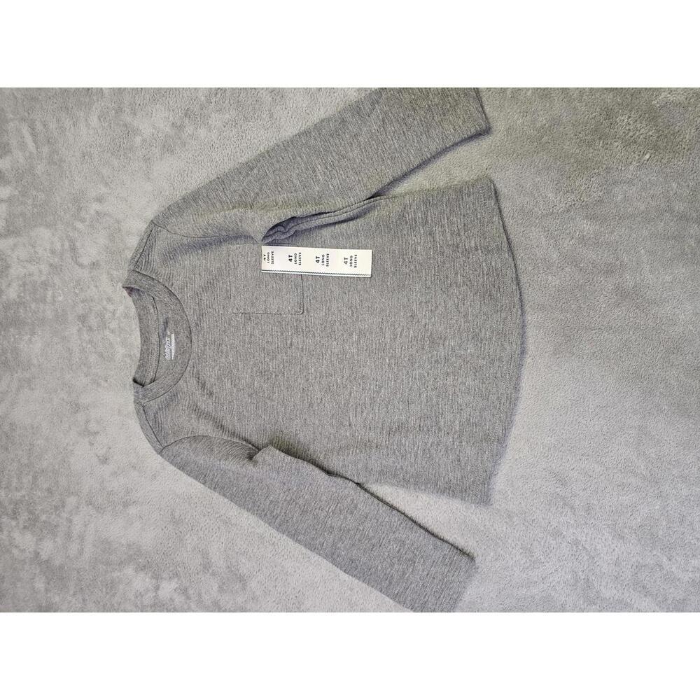New Cat And Jack 4T Long Sleeve Shirt With Pocket Heathered Gray